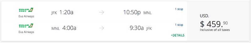 New York to Manila, Philippines