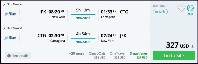 New York to Cartagena, Colombia for $327 R/T nonstop [JetBlue]