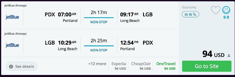 Portland To Los Angeles (lgb) For $94 R T Nonstop [jetblue]