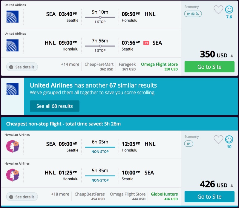 Seattle To Hawaii: Kahului Or Honolulu From $350 R T ($426 R T Nonstop)