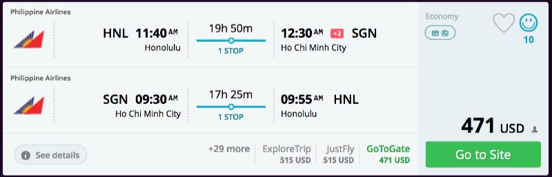 Honolulu, Hawaii to Singapore, Vietnam, Hong Kong from $471 R/T