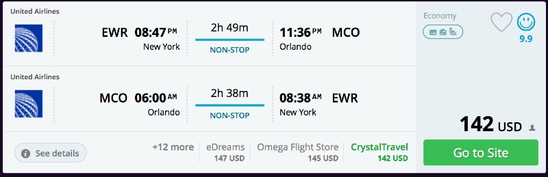 New York (EWR) to Florida, Fort Lauderdale or Orlando from $126 R/T nonstop