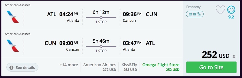 google flights atlanta to cancun