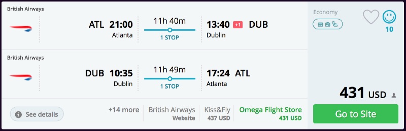 Atlanta To Ireland