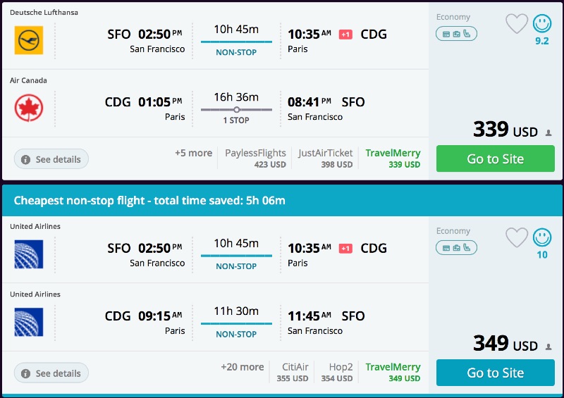 San Francisco to Paris, France for $339 R/T [Star Alliance]