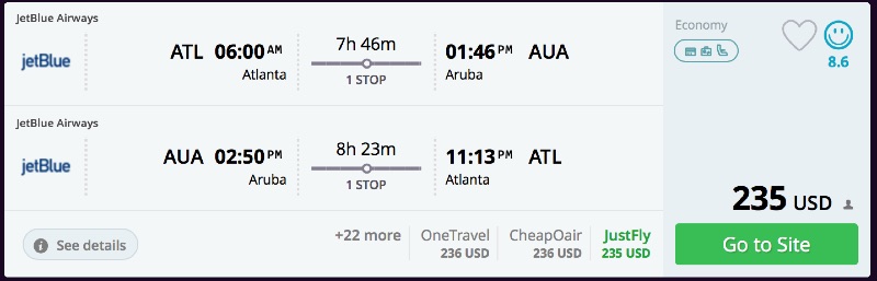 Atlanta to Aruba, Barbados or Turks and Caicos from $235 R/T [jetBlue]