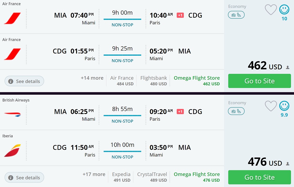 Nonstop! Miami to Paris, France from 462 R/T [SkyTeam/Oneworld]