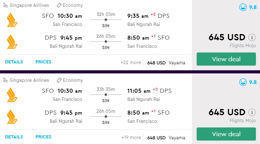 Singapore Airlines! San Francisco to the Maldives or Bali from $645 ...