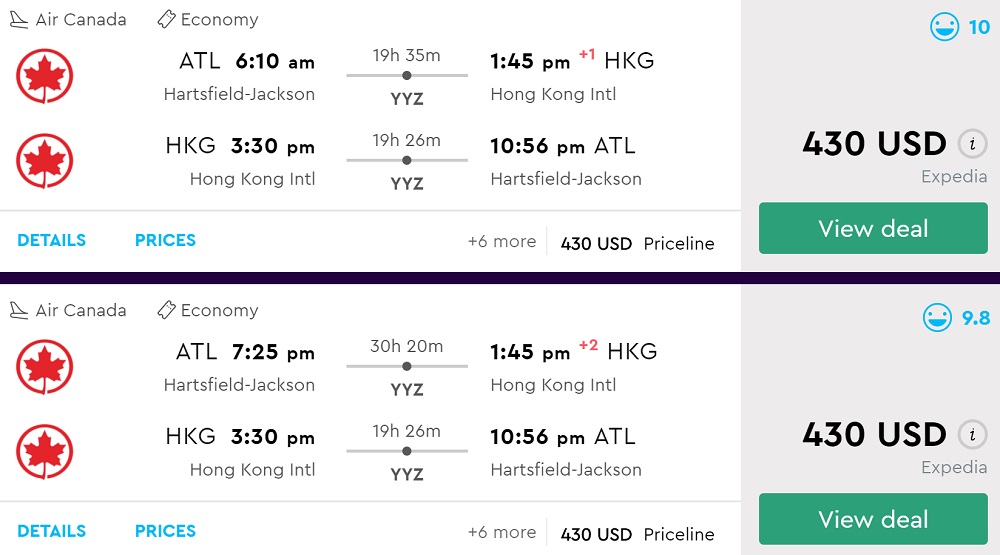 Atlanta to Hong Kong from $430 round-trip