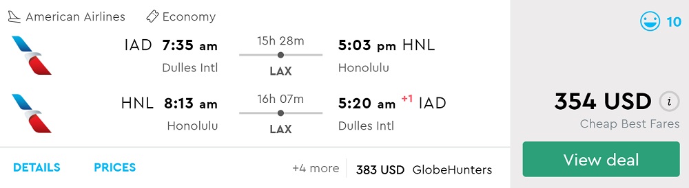travel time from dc to hawaii
