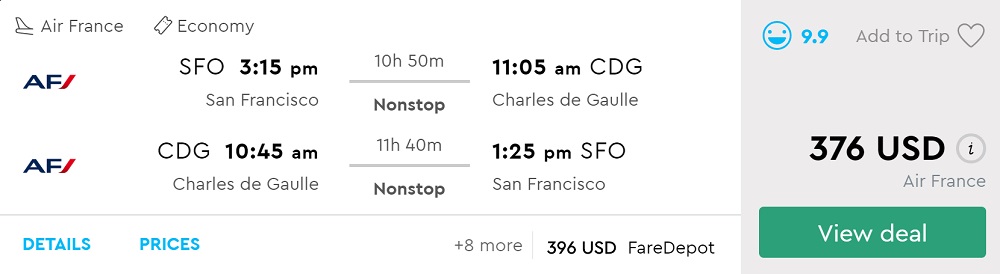 Nonstop! San Francisco to Paris (France) from $338 round-trip