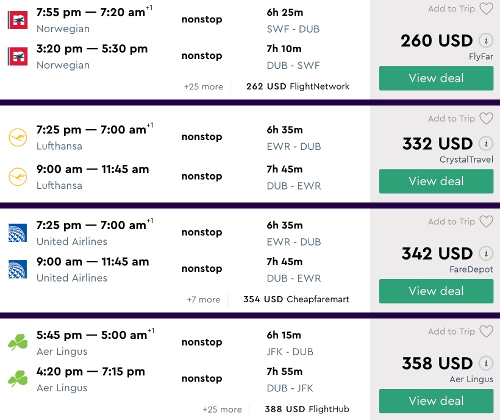 Nonstop! New York (state) to Dublin, Ireland from 260 roundtrip