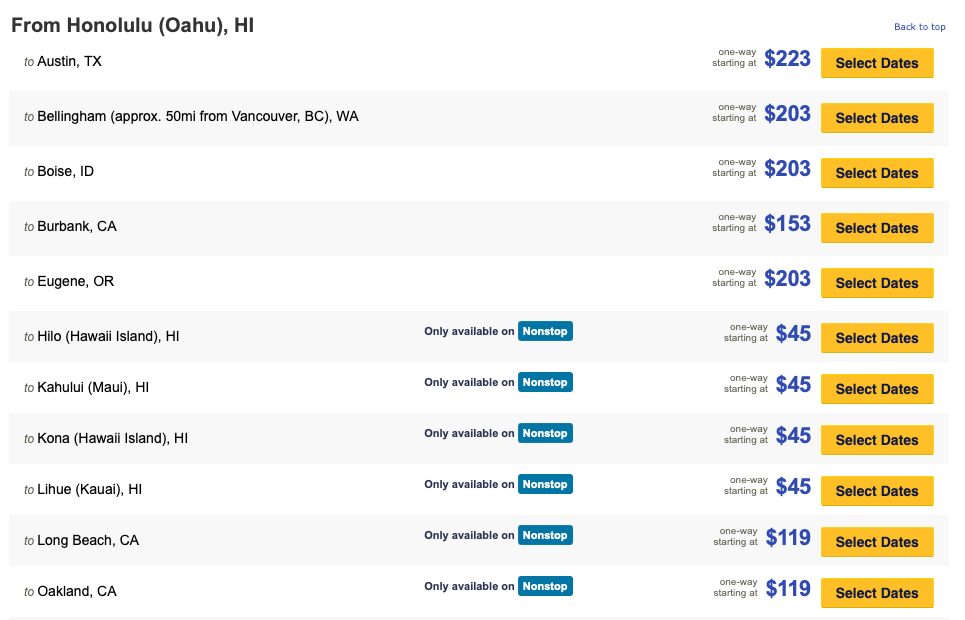 3Day Sale from Southwest Airlines; starting at 45 oneway