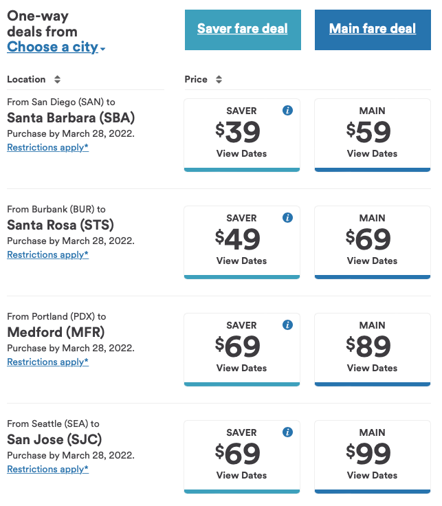 Alaska Airlines Sale, starting at 39 oneway