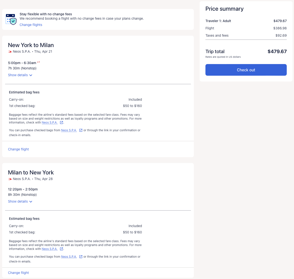 Nonstop flights to Milan, Italy from New York for 480 R/T