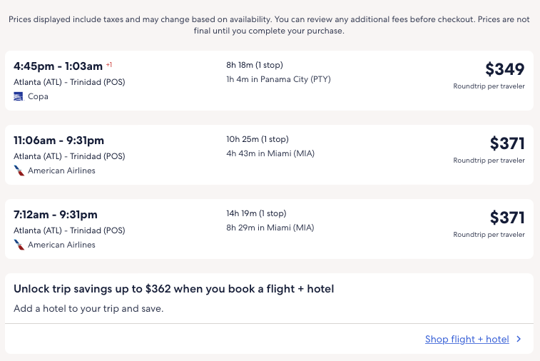 Flights to the Caribbean Trinidad for $260-$377 R/T (nonstop from MIA ...