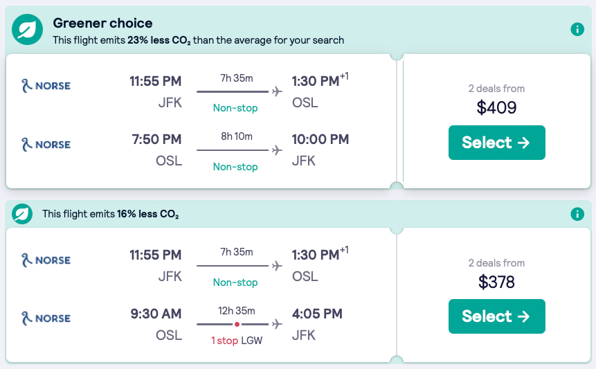 Nonstop flights to Oslo, Norway from 360 R/T