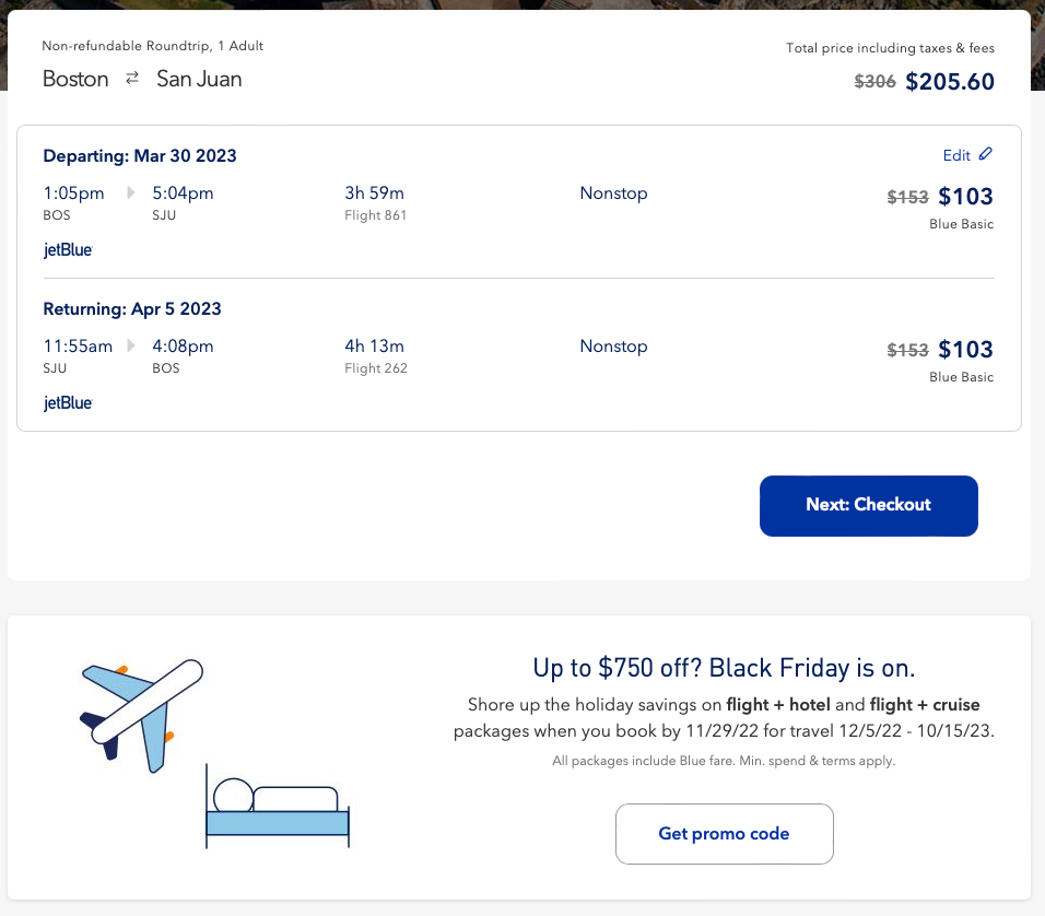 Cyber Monday Sale via jetBlue; 50 off 100+ oneway per person